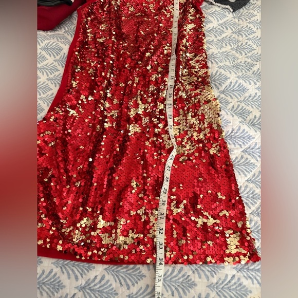 New Wonderkids Red and Gold Sequin Dress size XL or women small - Picture 5 of 9